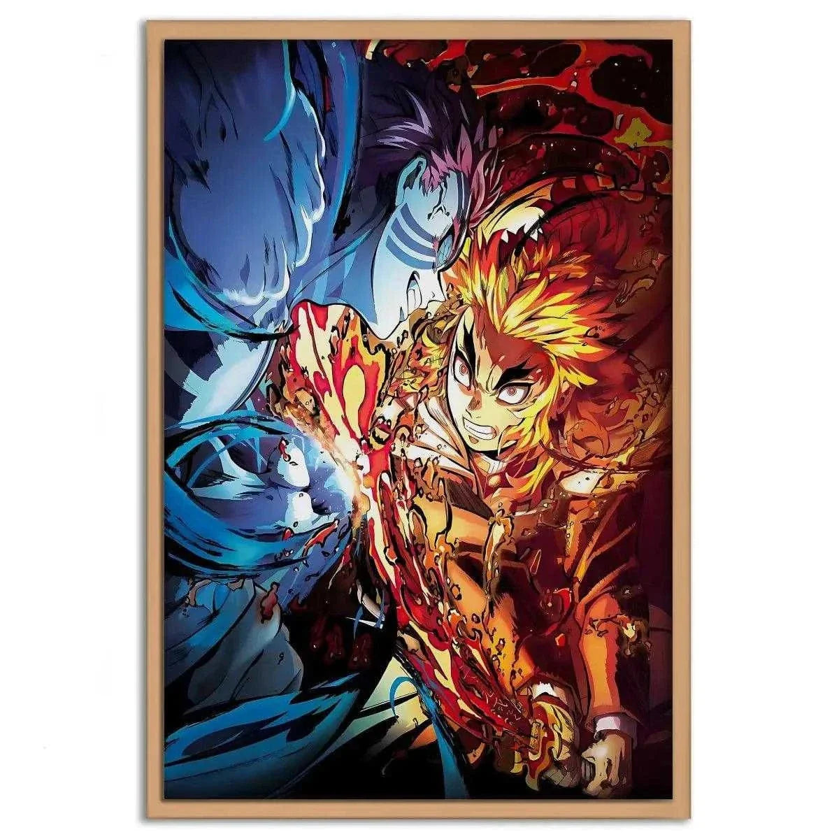 Rengoku vs. Akaza - Anime Leinwandbild