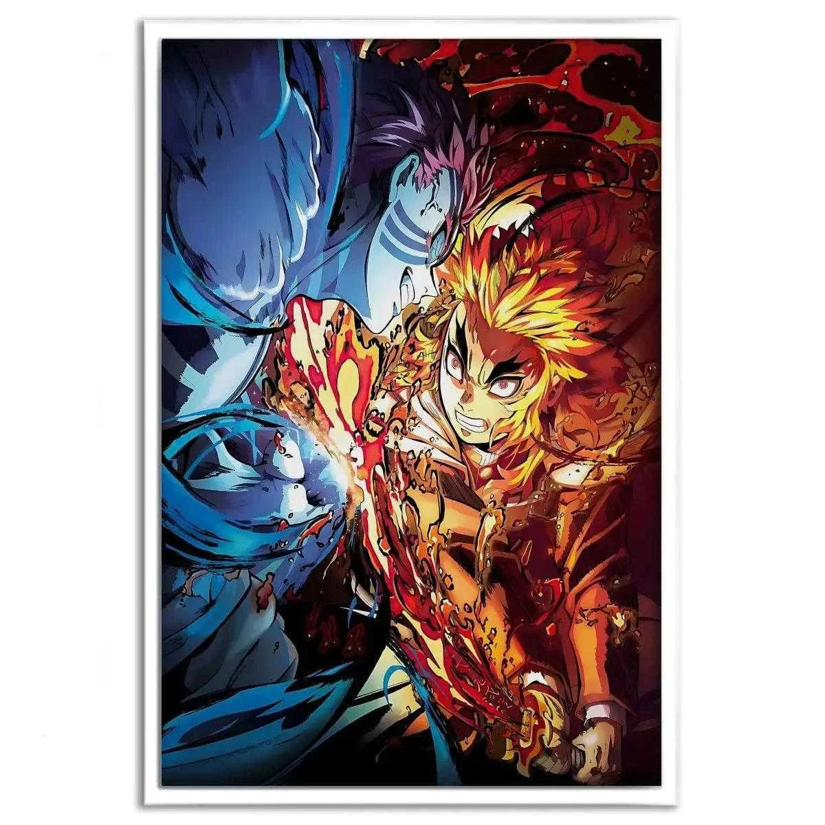 Rengoku vs. Akaza - Anime Leinwandbild