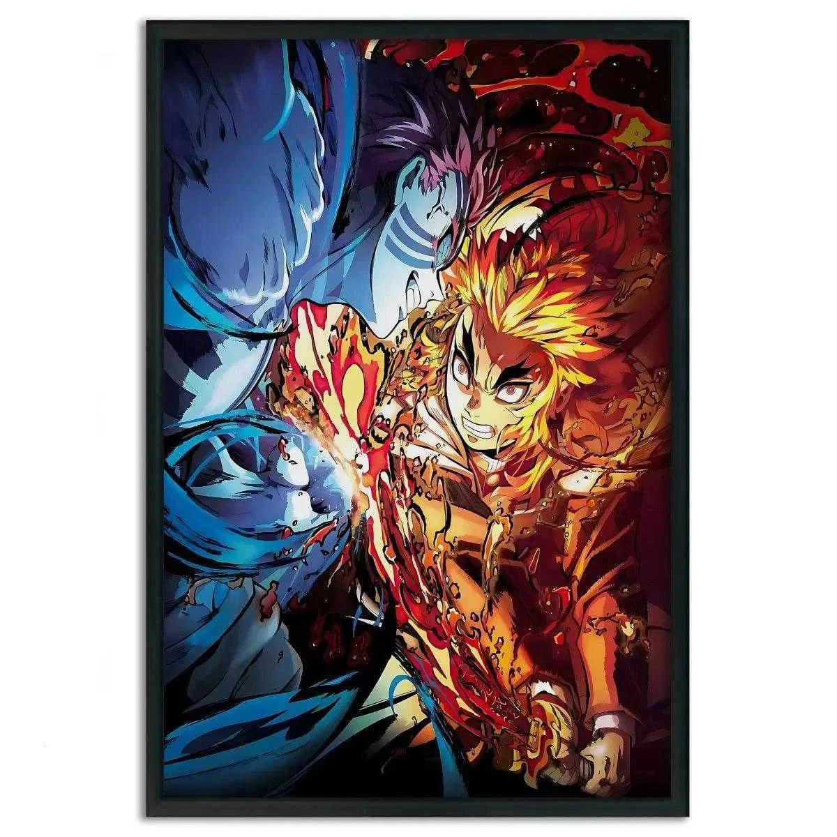 Rengoku vs. Akaza - Anime Leinwandbild