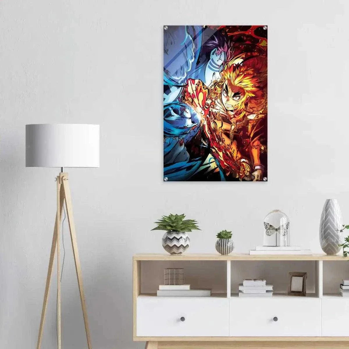 Rengoku vs. Akaza - Anime Leinwandbild