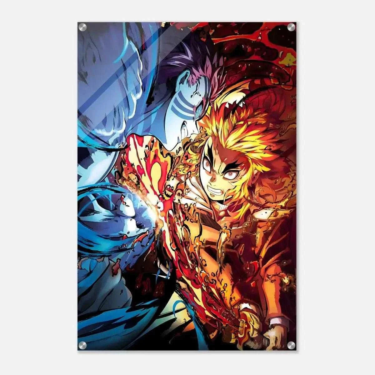 Rengoku vs. Akaza - Anime Leinwandbild