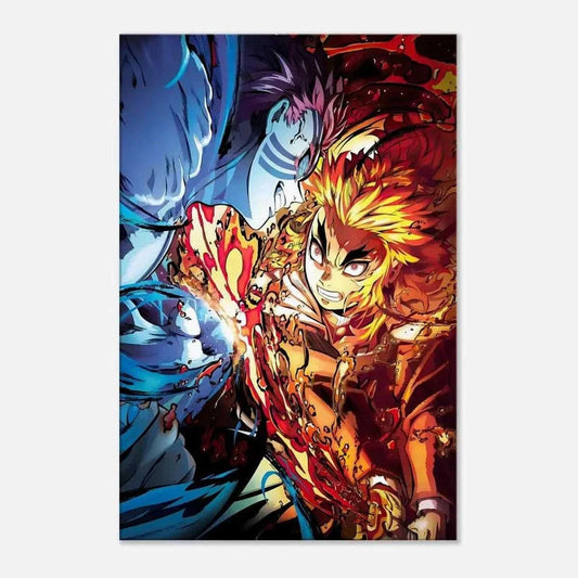 Rengoku vs. Akaza - Anime Leinwandbild