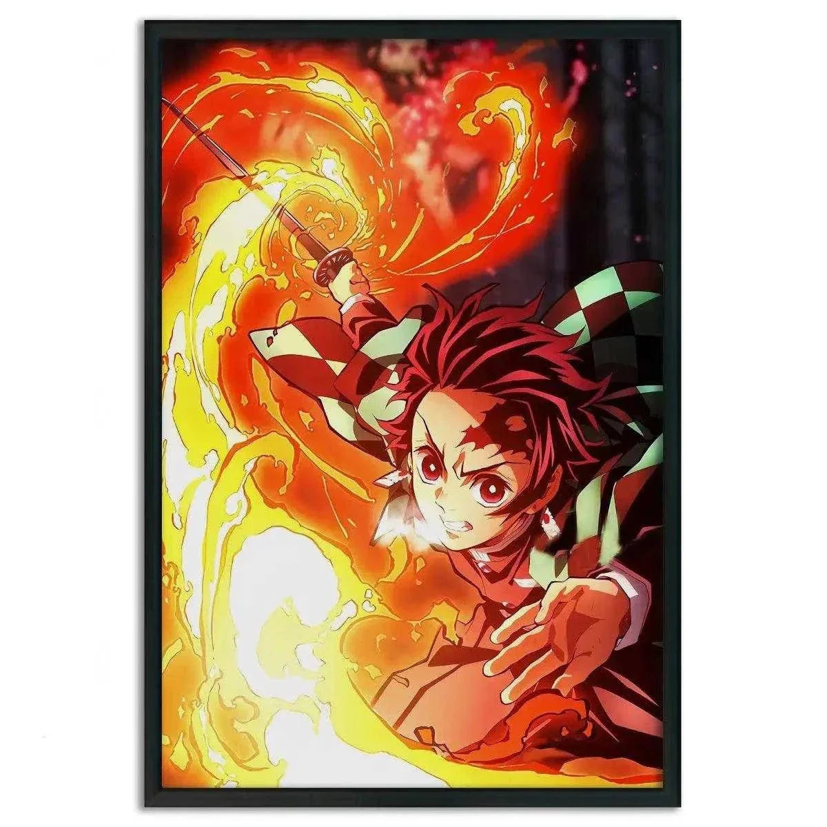 Tanjiro Fire Breathing - Demon Slayer - Anime Leinwandbild