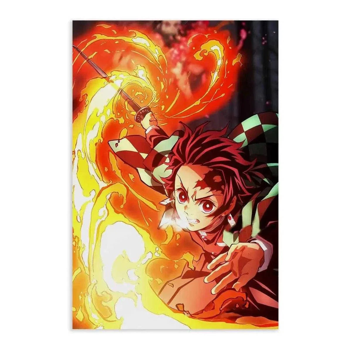 Tanjiro Fire Breathing - Demon Slayer - Anime Leinwandbild
