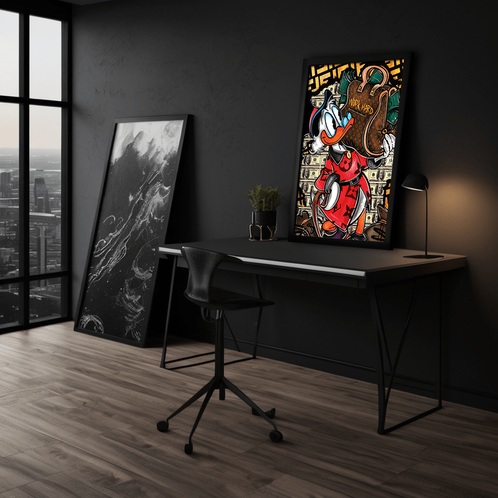 Work Hard Dagobert - Leinwandbild Pop Art / Motivation