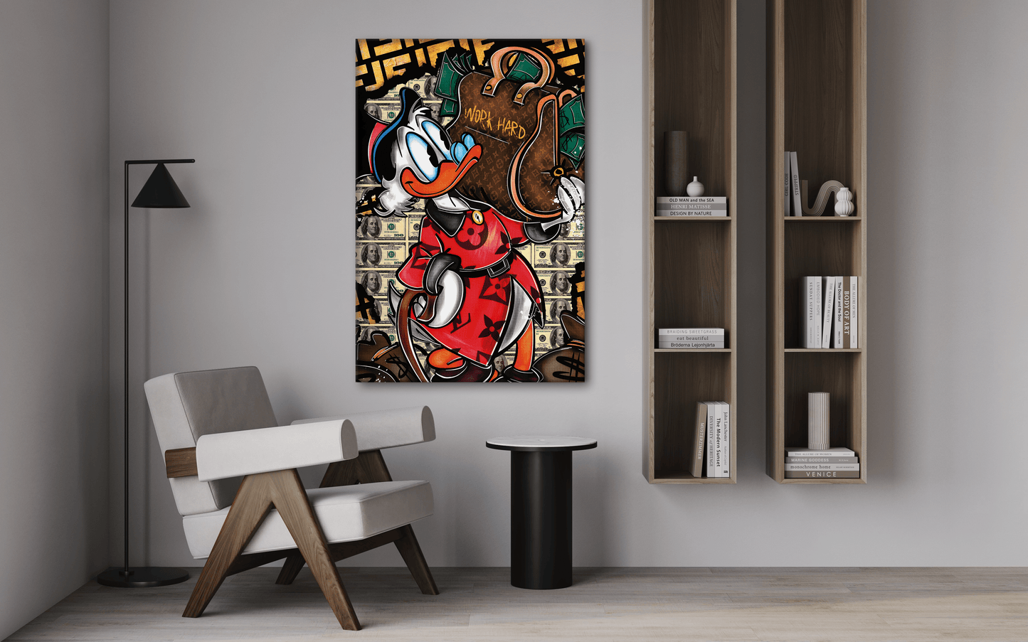 Work Hard Dagobert - Leinwandbild Pop Art / Motivation