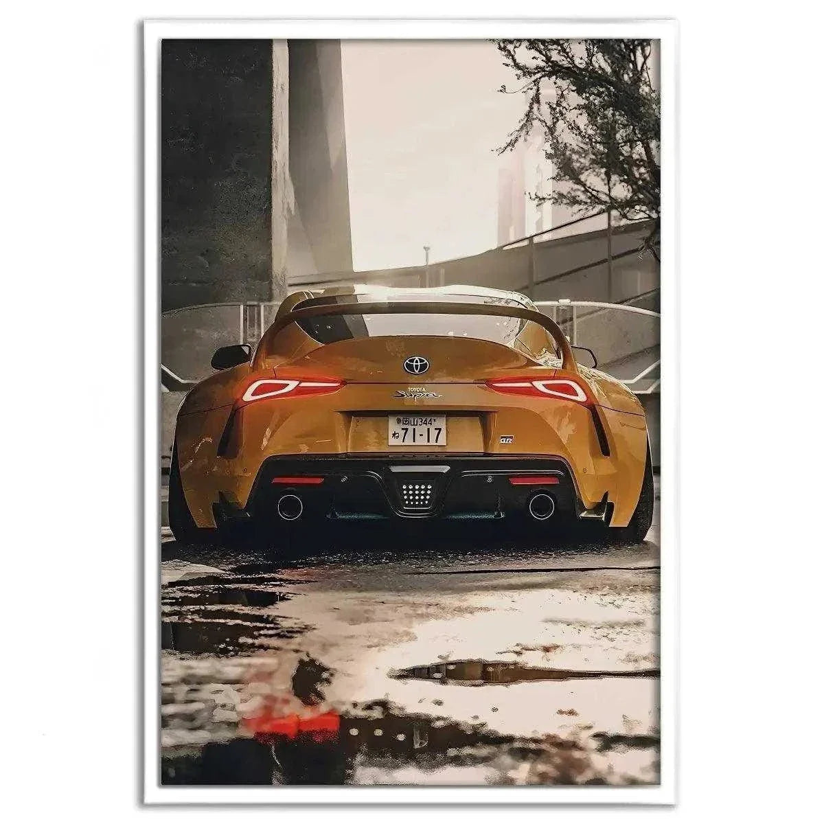 Yellow Supra - Auto Leinwandbild