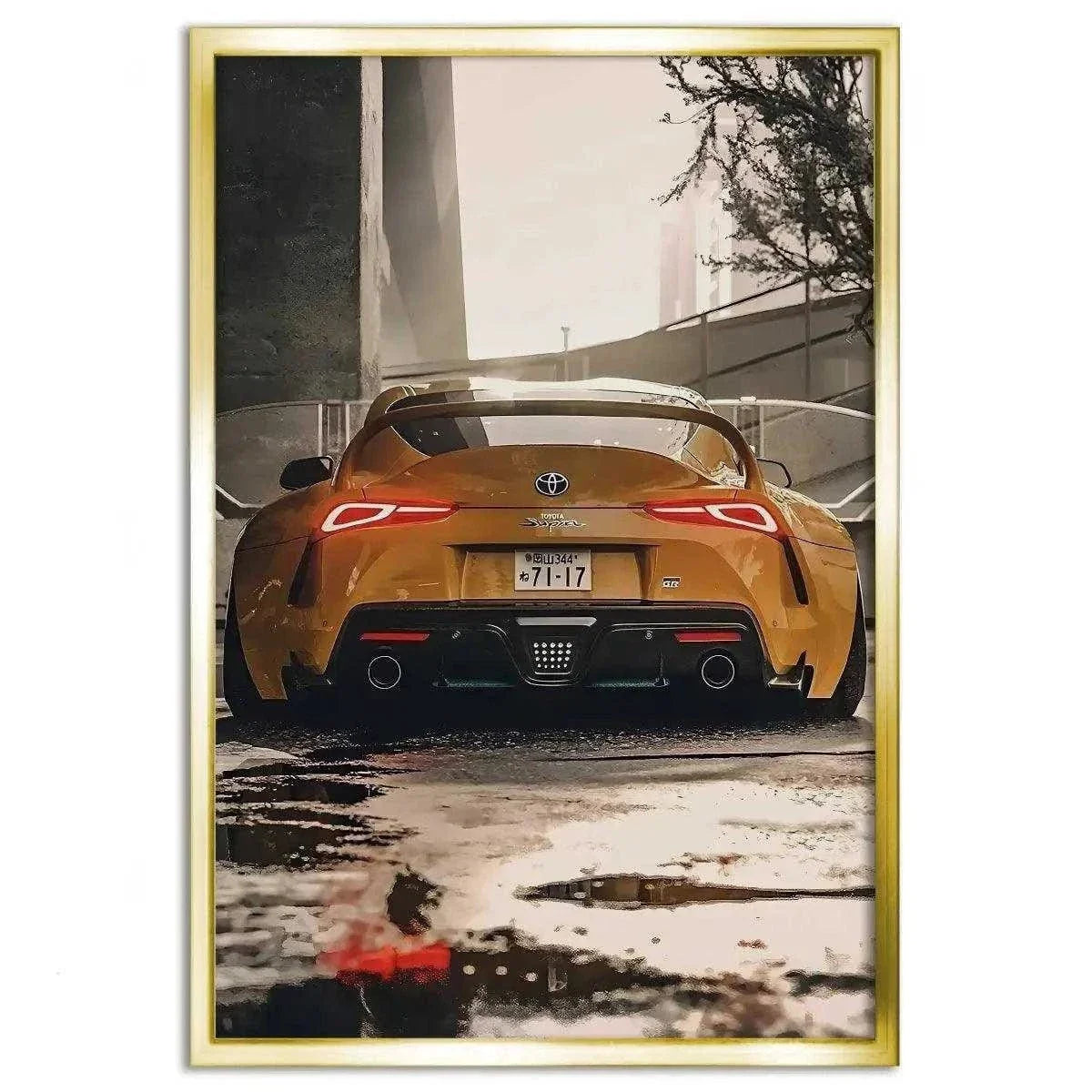 Yellow Supra - Auto Leinwandbild