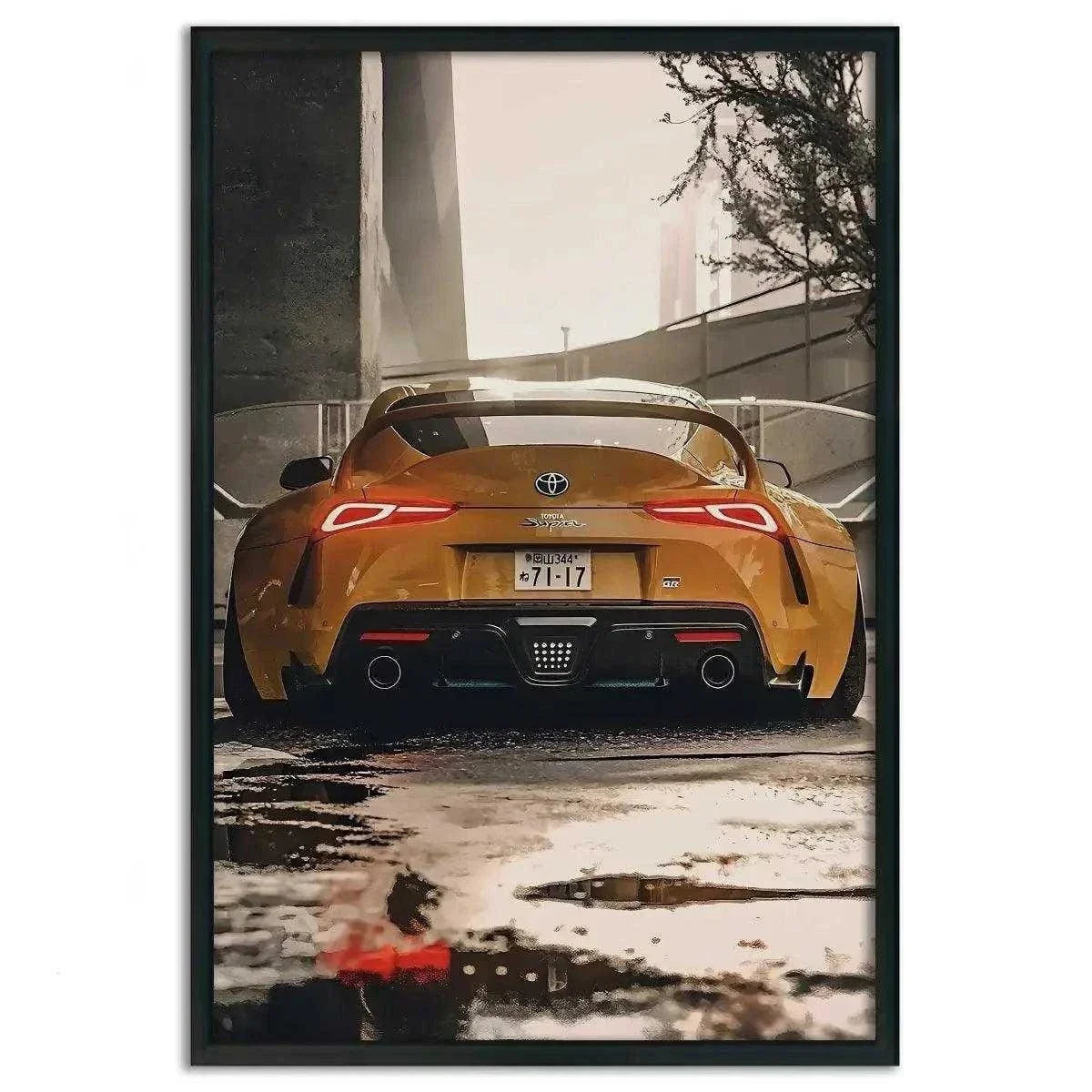 Yellow Supra - Auto Leinwandbild