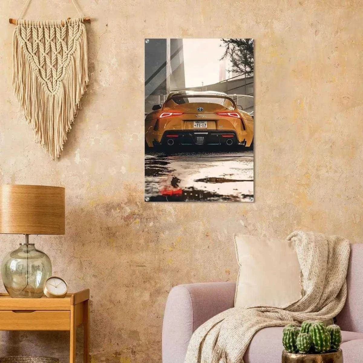 Yellow Supra - Auto Leinwandbild