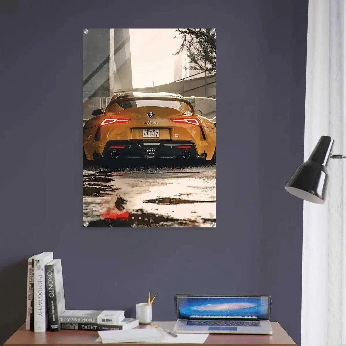 Yellow Supra - Auto Leinwandbild