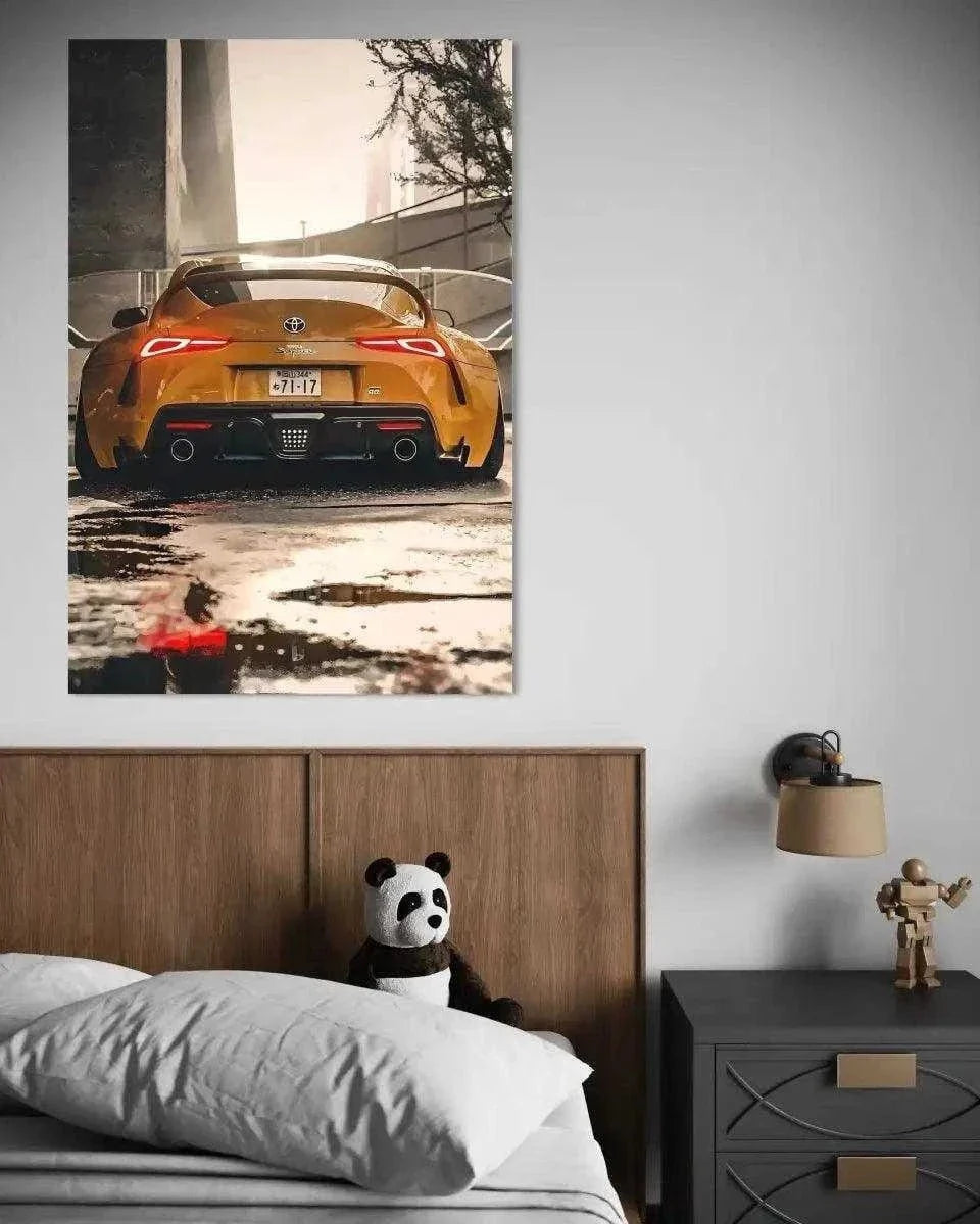 Yellow Supra - Auto Leinwandbild