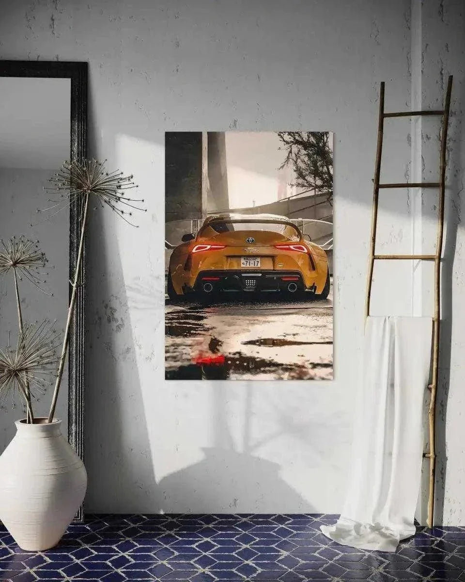 Yellow Supra - Auto Leinwandbild