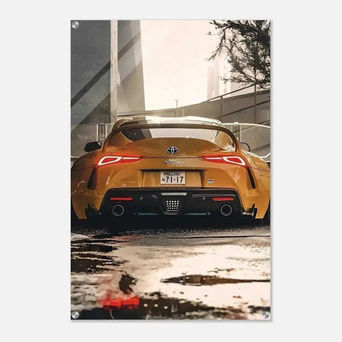 Yellow Supra - Auto Leinwandbild