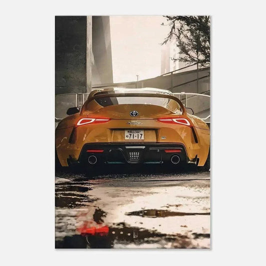 Yellow Supra - Auto Leinwandbild